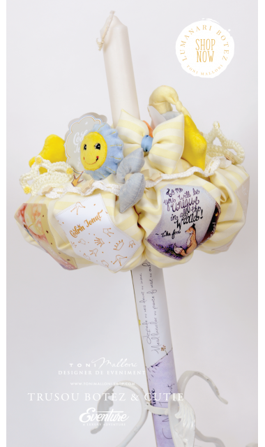 Lumanare de botez pentru baieti cu Micul Print, 65x4 cm, Le petit prince 1